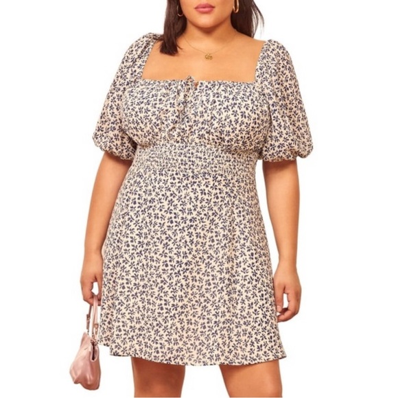 Reformation Blue and White Floral Mini Jo Dress - Picture 1 of 5